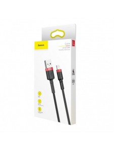 Baseus Cafule-kabel slitstark nylonkabel USB / Lightning QC3.0 2.4A 1M svart-röd (CALKLF-B19)