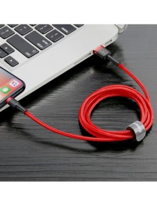 Baseus Cafule-kabel slitstark nylonkabel USB / Lightning QC3.0 2.4A 1M röd (CALKLF-B09)