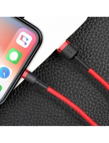Baseus Cafule-kabel slitstark nylonkabel USB / Lightning QC3.0 2.4A 1M röd (CALKLF-B09)