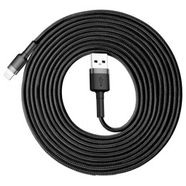 Baseus Cafule-kabel slitstark nylonkabel USB / Lightning QC3.0 2A 3M svart-grå (CALKLF-RG1)