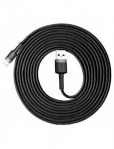 Baseus Cafule-kabel slitstark nylonkabel USB / Lightning QC3.0 2A 3M svart-grå (CALKLF-RG1)