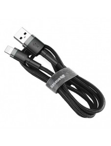 Baseus Cafule-kabel slitstark nylonkabel USB / Lightning QC3.0 2A 3M svart-grå (CALKLF-RG1)