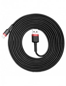 Baseus Cafule-kabel slitstark nylonsladd USB / Lightning QC3.0 2A 3M svart-röd (CALKLF-R91)