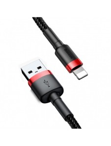Baseus Cafule-kabel slitstark nylonsladd USB / Lightning QC3.0 2A 3M svart-röd (CALKLF-R91)