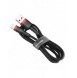 Baseus Cafule-kabel slitstark nylonsladd USB / Lightning QC3.0 2A 3M svart-röd (CALKLF-R91)