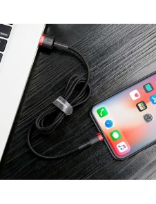 Baseus Cafule-kabel slitstark nylonsladd USB / Lightning QC3.0 2A 3M svart-röd (CALKLF-R91)