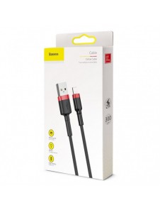 Baseus Cafule-kabel slitstark nylonsladd USB / Lightning QC3.0 2A 3M svart-röd (CALKLF-R91)