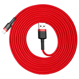 Baseus Cafule-kabel slitstark nylonsladd USB / Lightning QC3.0 2A 3M röd (CALKLF-R09)