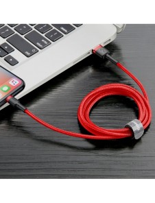 Baseus Cafule-kabel slitstark nylonsladd USB / Lightning QC3.0 2A 3M röd (CALKLF-R09)