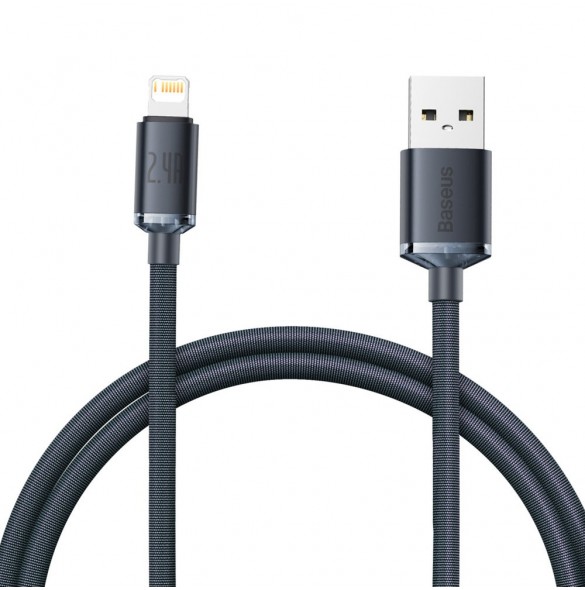 Baseus Crystal Shine Series-kabel USB-kabel för snabb laddning och dataöverföring USB Typ A - Lightning 2,4A 1,2m svart (CAJY000