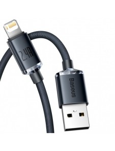 Baseus Crystal Shine Series-kabel USB-kabel för snabb laddning och dataöverföring USB Typ A - Lightning 2,4A 1,2m svart (CAJY000