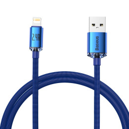 Baseus Crystal Shine Series-kabel USB-kabel för snabb laddning och dataöverföring USB Typ A - Lightning 2,4A 1,2m blå (CAJY00000
