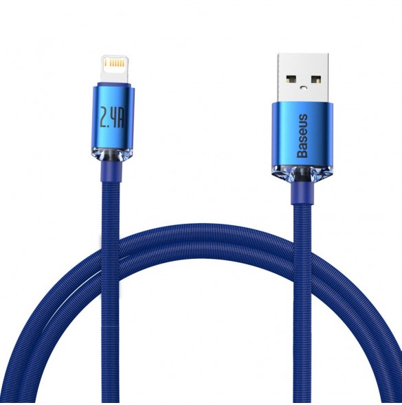 Baseus Crystal Shine Series-kabel USB-kabel för snabb laddning och dataöverföring USB Typ A - Lightning 2,4A 1,2m blå (CAJY00000
