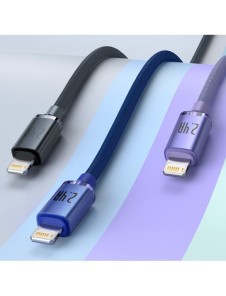 Baseus Crystal Shine Series-kabel USB-kabel för snabb laddning och dataöverföring USB Typ A - Lightning 2,4A 1,2m blå (CAJY00000