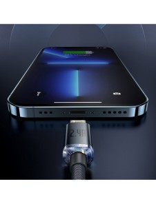 Baseus Crystal Shine Series-kabel USB-kabel för snabb laddning och dataöverföring USB Typ A - Lightning 2,4A 1,2m blå (CAJY00000