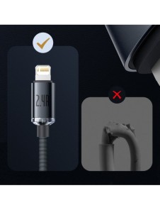 Baseus Crystal Shine Series-kabel USB-kabel för snabb laddning och dataöverföring USB Typ A - Lightning 2,4A 1,2m blå (CAJY00000