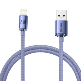 Baseus Crystal Shine Series-kabel USB-kabel för snabb laddning och dataöverföring USB Typ A - Lightning 2,4A 1,2m lila (CAJY0000
