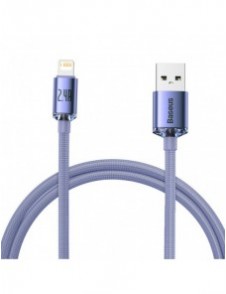 Baseus Crystal Shine Series-kabel USB-kabel för snabb laddning och dataöverföring USB Typ A - Lightning 2,4A 1,2m lila (CAJY0000