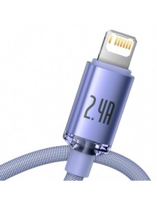 Baseus Crystal Shine Series-kabel USB-kabel för snabb laddning och dataöverföring USB Typ A - Lightning 2,4A 1,2m lila (CAJY0000