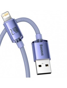 Baseus Crystal Shine Series-kabel USB-kabel för snabb laddning och dataöverföring USB Typ A - Lightning 2,4A 1,2m lila (CAJY0000