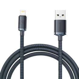 Baseus Crystal Shine Series-kabel USB-kabel för snabb laddning och dataöverföring USB Typ A - Lightning 2,4A 2m svart (CAJY00010