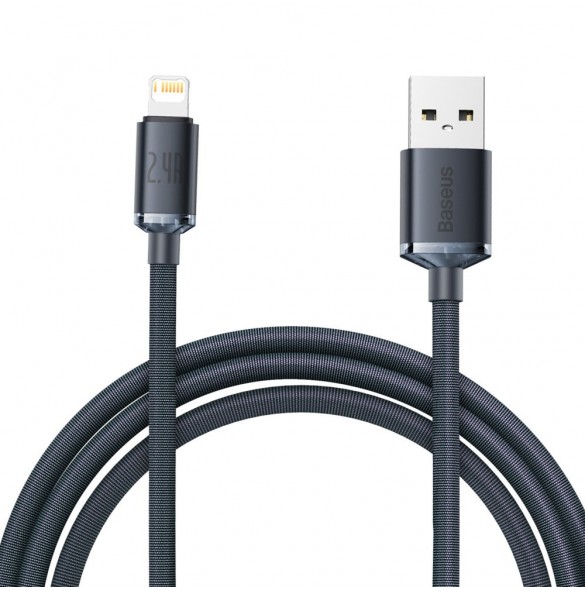 Baseus Crystal Shine Series-kabel USB-kabel för snabb laddning och dataöverföring USB Typ A - Lightning 2,4A 2m svart (CAJY00010