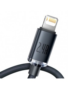 Baseus Crystal Shine Series-kabel USB-kabel för snabb laddning och dataöverföring USB Typ A - Lightning 2,4A 2m svart (CAJY00010
