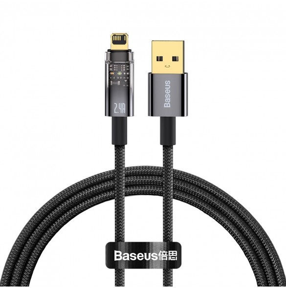 Baseus Explorer Series-kabel USB - Lightning 2.4A 1 m svart (CATS000401)