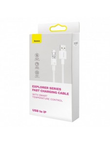 Baseus Explorer Series-kabel USB - Lightning 2.4A 1 m vit (CATS010002)