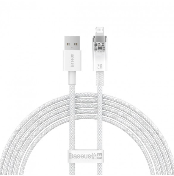 Baseus Explorer Series-kabel USB - Lightning 2.4A 2 m vit (CATS010102)