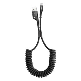 Baseus Fish Eye Spring Datakabel fjäderkabel USB / Lightning 1M 2A svart (CALSR-01)
