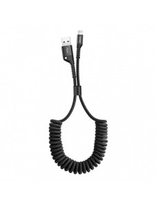 Baseus Fish Eye Spring Datakabel fjäderkabel USB / Lightning 1M 2A svart (CALSR-01)