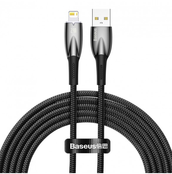 Baseus Glimmer Series kabel USB-A - Lightning 480Mb/s 2.4A 2m svart
