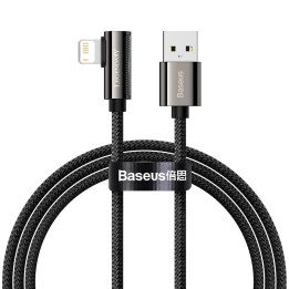 Baseus Legendarisk vinklad nylonkabel USB - Lightning för spelare 2,4A 1m svart (CALCS-01)