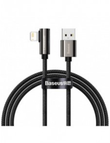 Baseus Legendarisk vinklad nylonkabel USB - Lightning för spelare 2,4A 1m svart (CALCS-01)