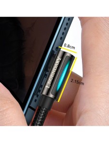 Baseus Legendarisk vinklad nylonkabel USB - Lightning för spelare 2,4A 1m svart (CALCS-01)