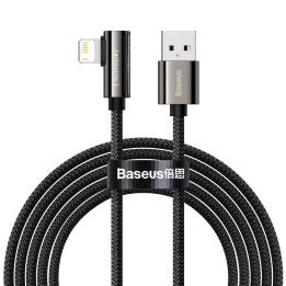 Baseus Legendarisk vinklad nylonkabel USB - Lightning för spelare 2,4A 2m svart (CALCS-A01)