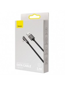 Baseus Legendarisk vinklad nylonkabel USB - Lightning för spelare 2,4A 2m svart (CALCS-A01)