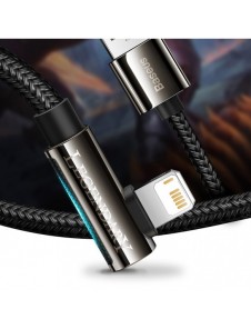 Baseus Legendarisk vinklad nylonkabel USB - Lightning för spelare 2,4A 2m svart (CALCS-A01)