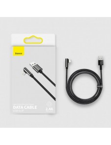Baseus Legendarisk vinklad nylonkabel USB - Lightning för spelare 2,4A 2m svart (CALCS-A01)