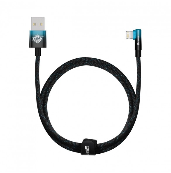 Baseus MVP 2 Vinklad armbågskabel med USB/Lightning-kontakt på sidan 1m 2,4A blå (CAVP000021)
