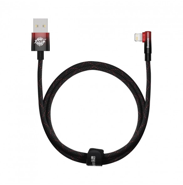 Baseus MVP 2 Vinklad armbågskabel med USB/Lightning-kontakt på sidan 1m 2,4A röd (CAVP000020)