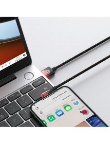 Baseus MVP 2 Vinklad armbågskabel med USB/Lightning-kontakt på sidan 1m 2,4A röd (CAVP000020)