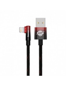Baseus MVP 2 Vinklad armbågskabel med USB/Lightning-kontakt på sidan 2m 2,4A röd (CAVP000120)