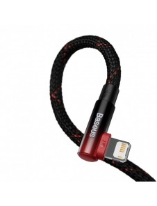 Baseus MVP 2 Vinklad armbågskabel med USB/Lightning-kontakt på sidan 2m 2,4A röd (CAVP000120)