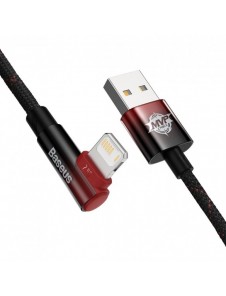 Baseus MVP 2 Vinklad armbågskabel med USB/Lightning-kontakt på sidan 2m 2,4A röd (CAVP000120)