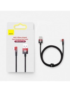 Baseus MVP 2 Vinklad armbågskabel med USB/Lightning-kontakt på sidan 2m 2,4A röd (CAVP000120)