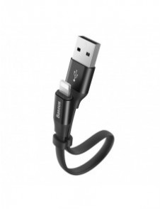 Baseus Nimble platt kabel USB / Lightning-kabel med hållare 2A 0,23M svart (CALMBJ-B01)