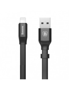Baseus Nimble platt kabel USB / Lightning-kabel med hållare 2A 0,23M svart (CALMBJ-B01)