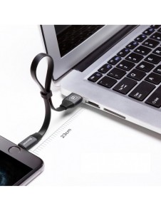 Baseus Nimble platt kabel USB / Lightning-kabel med hållare 2A 0,23M svart (CALMBJ-B01)